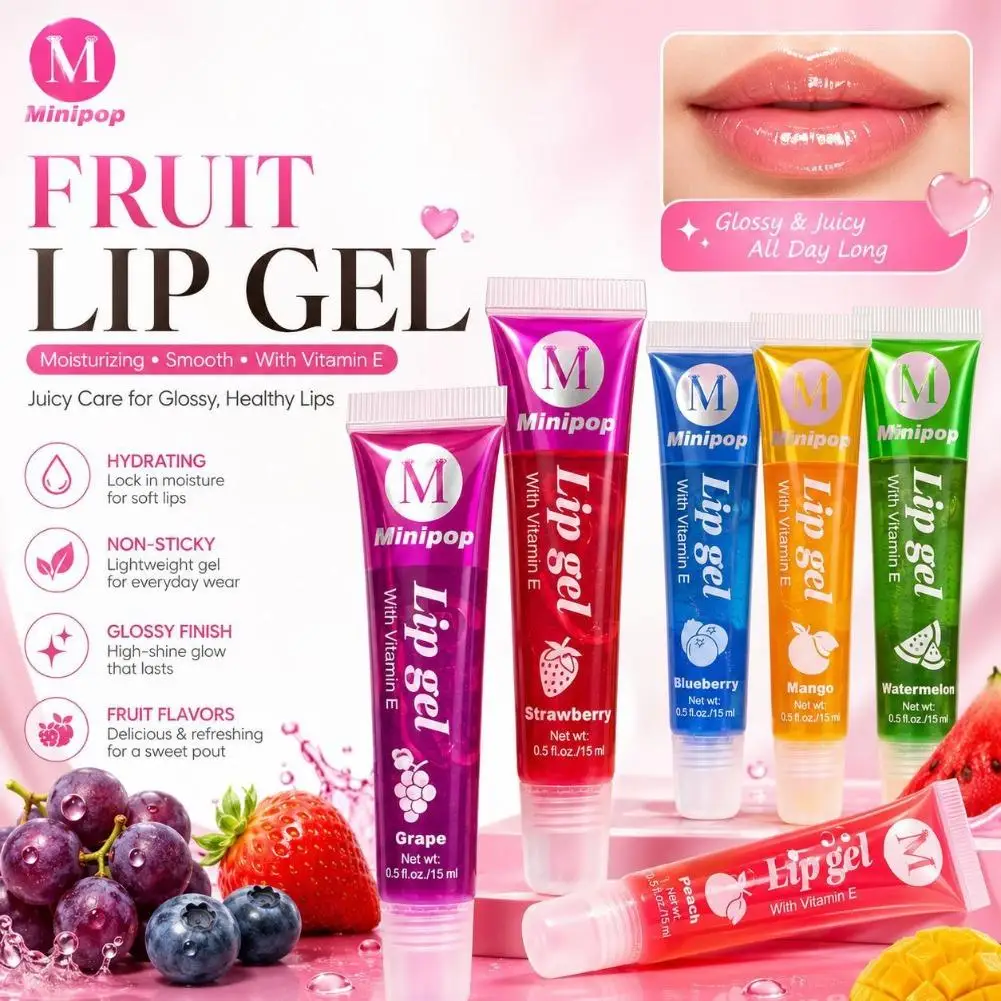 Clear Lip Oil High Shine Lip Gloss Fruity Flavor Vitamin E Moisturizing Hydrating Transparent Squeeze Tube Christmas Gift