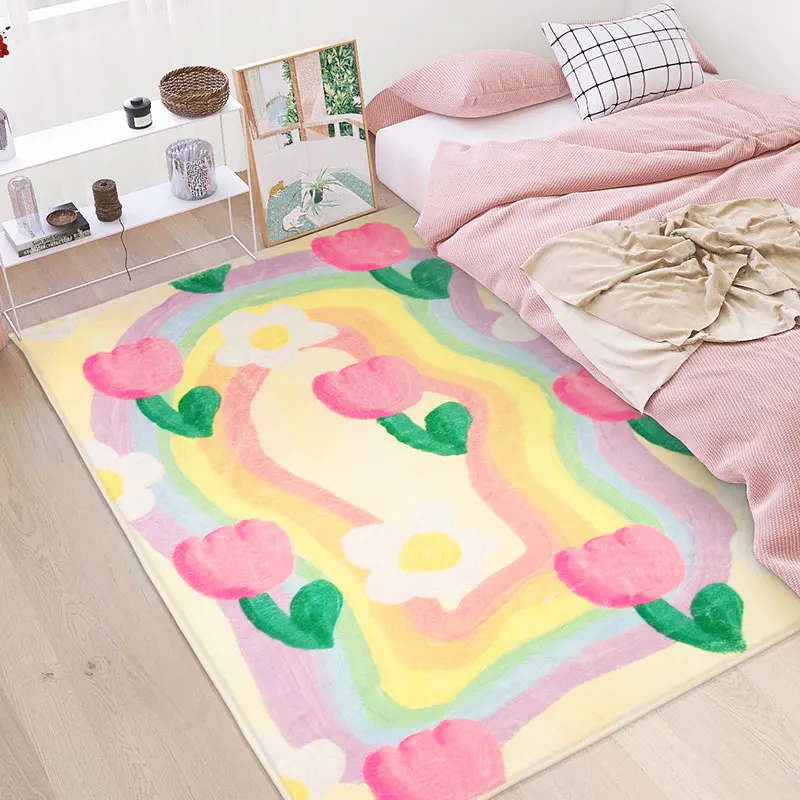 Nordic Style Carpets for Living Room Thick Washable Lounge Rug Cute Bedroom Decor Cartoon Carpet Fluffy Soft Children Floor Mat