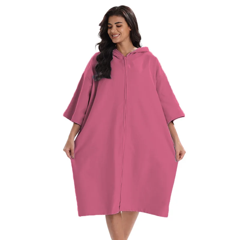 Ultra-fine fiber adult hooded bathrobe, beach quick-dry surfing beach towel, oversized printed cape bath towel
