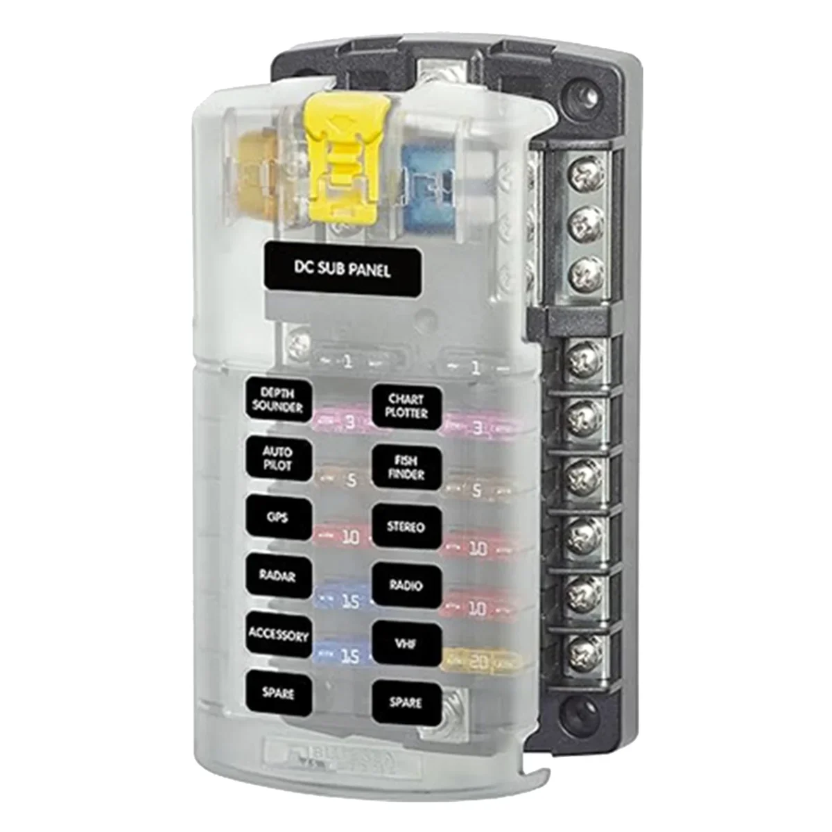 

Car Boat Fuse Box Holder 5026 ST Blade Fuse Block 32V100A 12 Circuit with Ground and Cover Rare