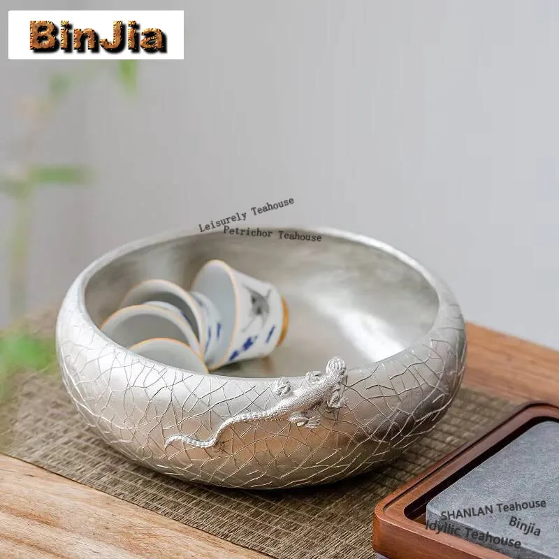 

Утолщенная чайная раковина ручной работы из чистого олова, большой цилиндр для чайной пыли, японская щетка для письма, мойка для чайной церемонии кунг-фу