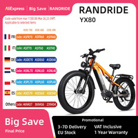 RANDRIDE YX80 Electric Bicycle Adult 1500W Men's E-Mountain ebike 48V20AH Battery,26 Inch Wide Tyre Men's Electric Bike