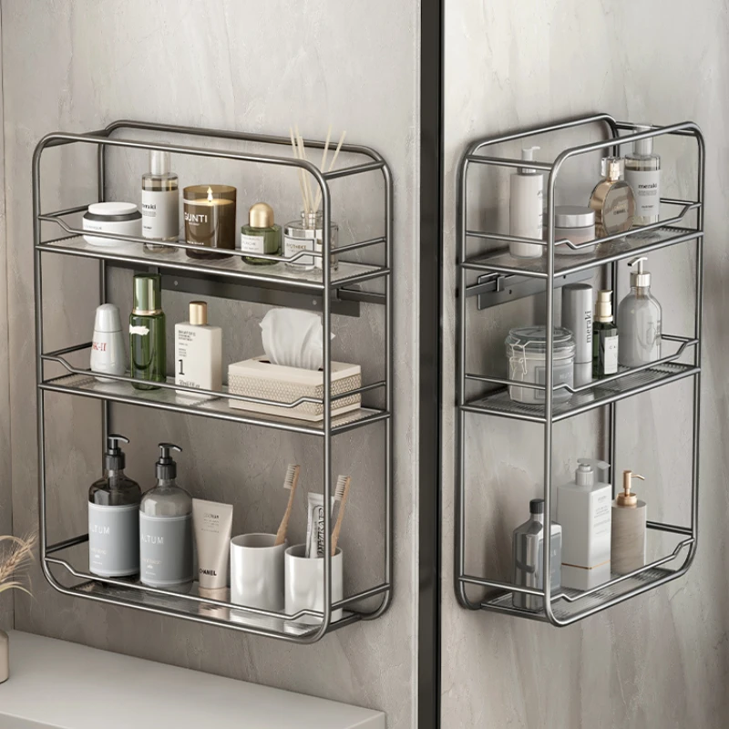 

Home Organizer for Cosmetics Multilayer Shampoo Holder High Permeable Acrylic Storage Shelves Stable Load-bearing Towel Holder