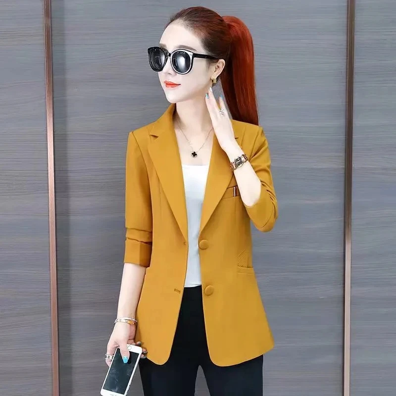 

M-4XL Short Blazer Woman Jacket Lapel Slim Spring Autumn Coat Female Thin Outewear Elegant Ladies Clothes Abrigo Mujer