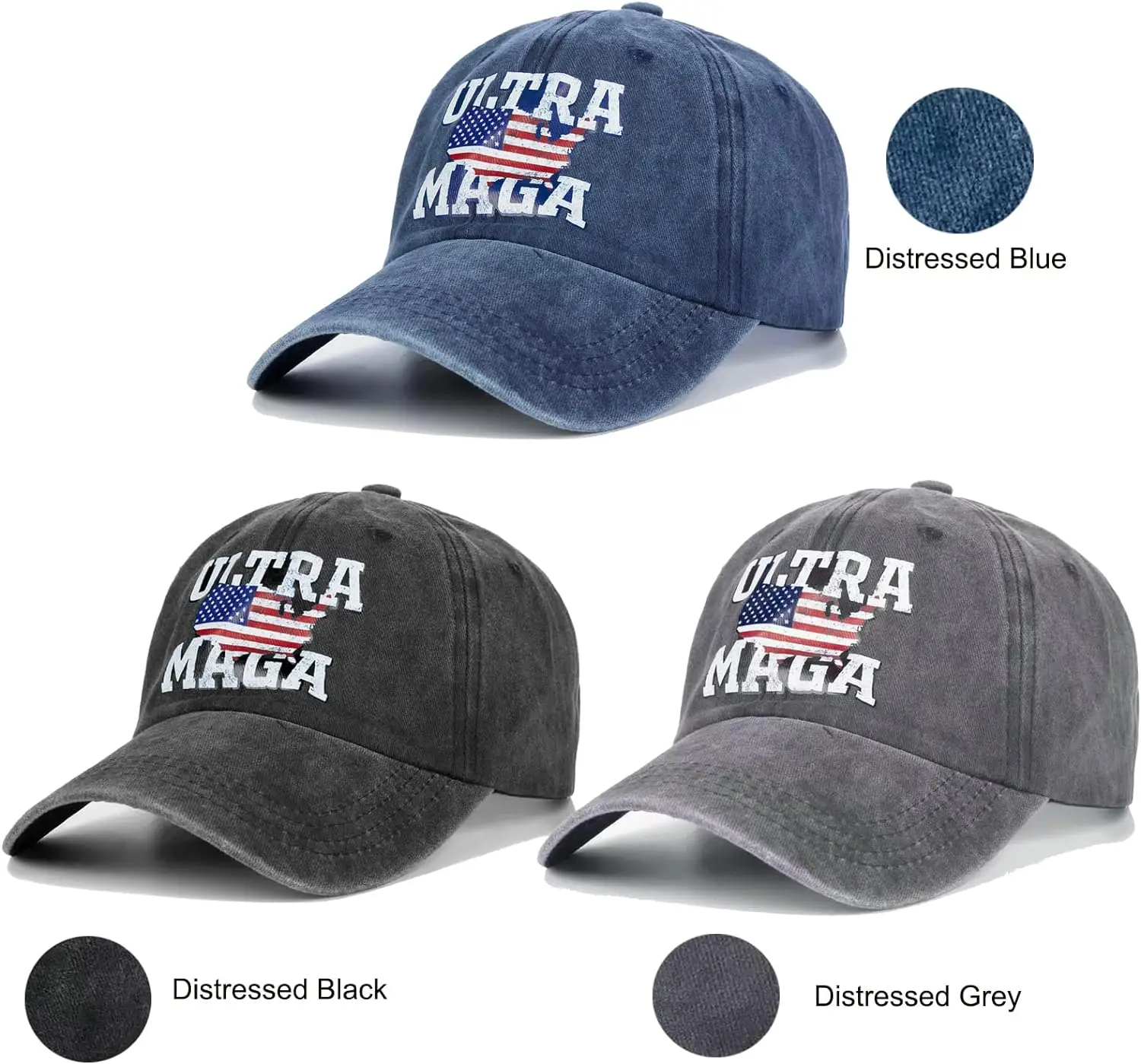 High End Ultra MAGA Hat American Flag Baseball Cap 2024 Trump Trucker Hat for Women Men Distressed Grey, X-Small-3X-Large