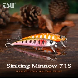 TSURINOYA INTRUDER 71S 2.8in 10g Sinking Minnow Lure Hard Bait Light Game Fishing Lure Plastic Hard Bait Bass Wobblers Jerkbait