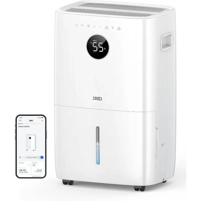 

Умный осушитель для подвала, 4500 футов для большой комнаты, резервуар для воды на 2 галлона, осушитель с автоматическим/комфортом/постоянным режимом