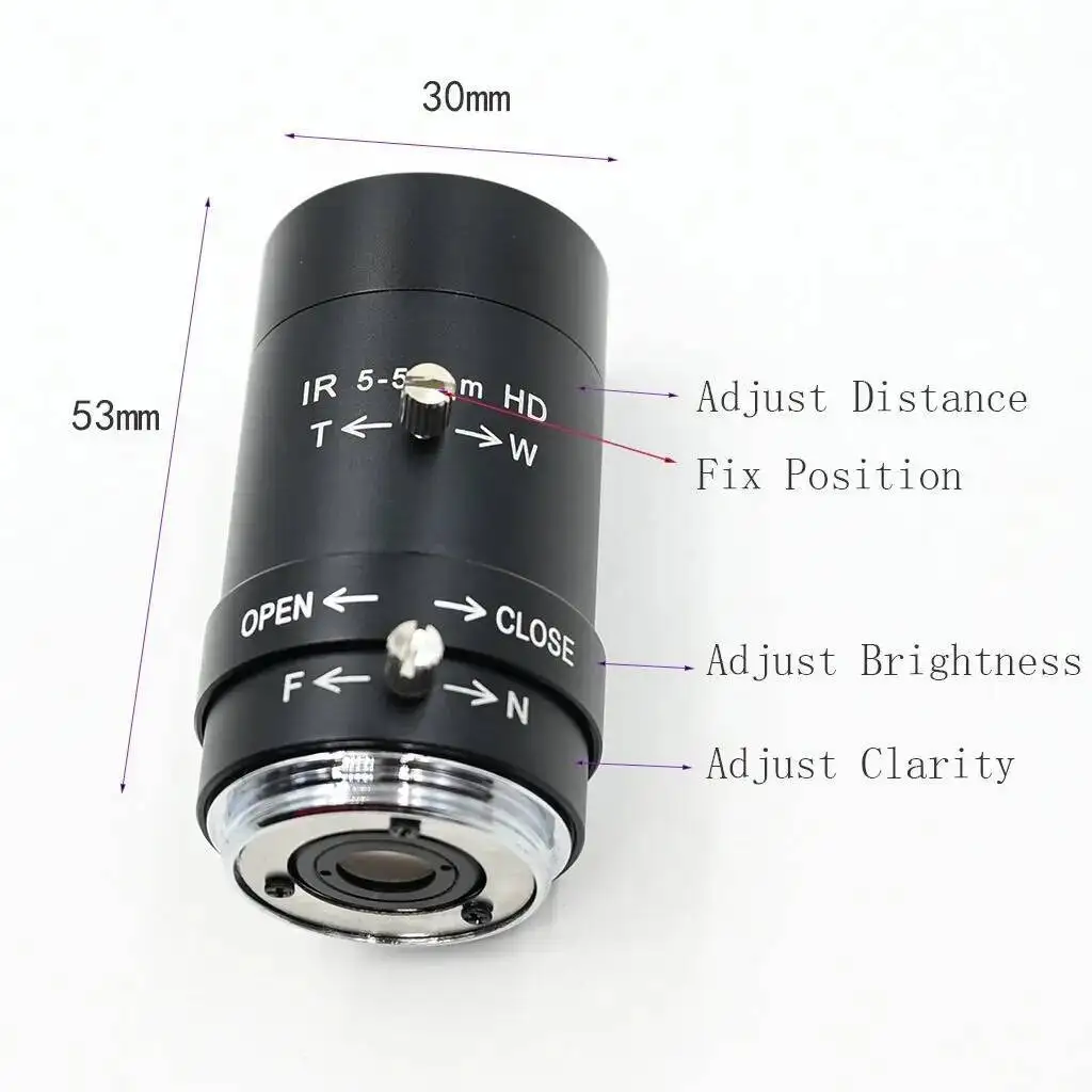 Megapixel 720P manual zoom HD CS Lens 5-50Mm 2.8-12Mm Manual Varifocal For Security Webcam Box USB Camera With high-end tripod