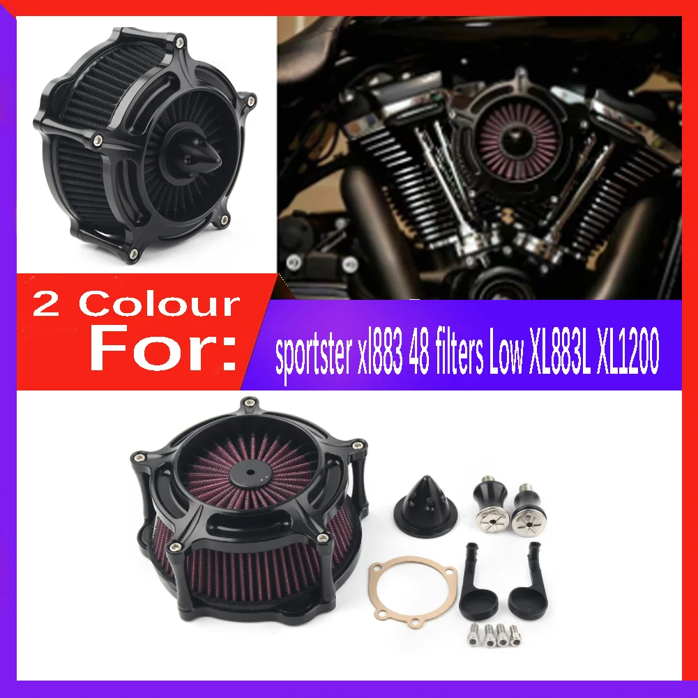 

Motorcycle Turbine Air Cleaner Intake Filter System Kit For Harley sportster xl883 48 filters Low XL883L XL1200 XLH883 XLH1200