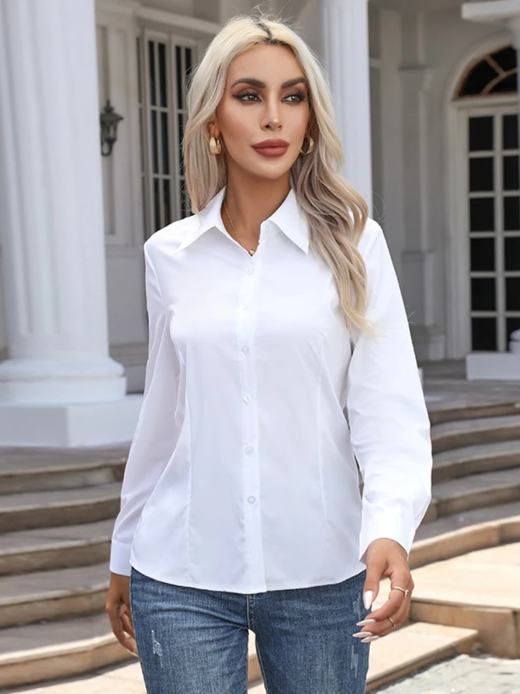 New Spring Summer Women Elegant Shirts & Blouses Retro Leisure Cardigan Long Sleeves Tops Office Loose Fashion Female Clothing
