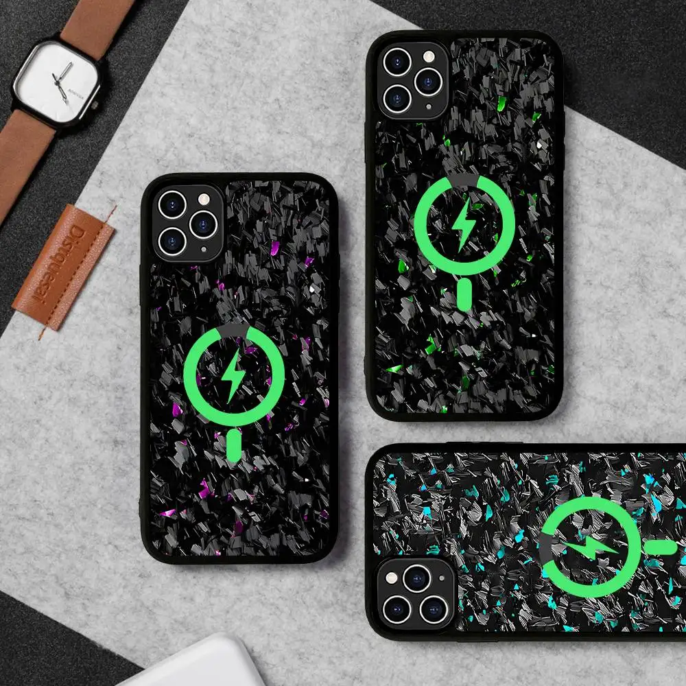 Geschmiedete Carbon Fundas magnetische Handyhülle für iPhone 16 15 14 13 12 11 17 Pro Max Plus Wireless Charge Cover