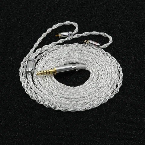XINHS-Pure Silver Earphone Upgrade Cable, G18, 8 Core, Balanced Wire, 2.5mm, 3.5mm, 4.4mm, Plug with MMCX, 2PIN, QDC for Tin TFZ Headsets
