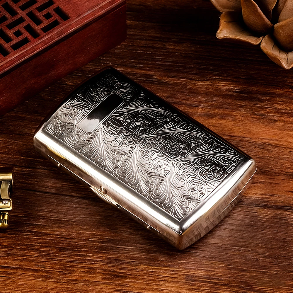 1 Pc High-quality Metal Chrome Plated Cigarette Box, Capable of Holding 12 Cigarettes, Equipped with A Gift Box, Gift for Friend