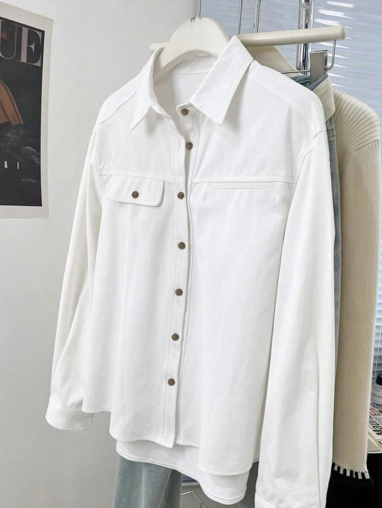 

Autumn New Arrivals Stylish Casual Commuter Oversized Long-Sleeved Shirt Comfortable and Versatile Solid Colour