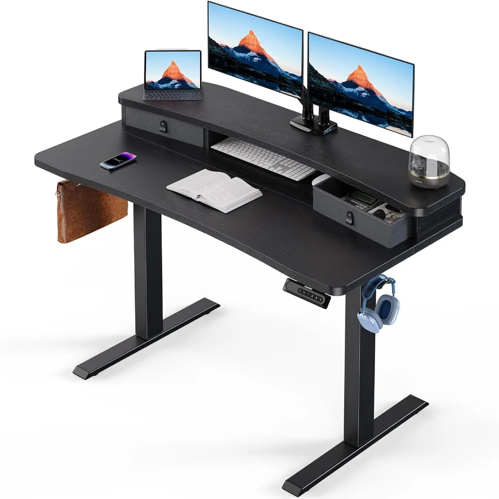 

48″ x 24″ Electric Standing Desk with 2 Drawers, C-Clamp Mount Compatible, Height Adjustable Computer Desk, Home Office S