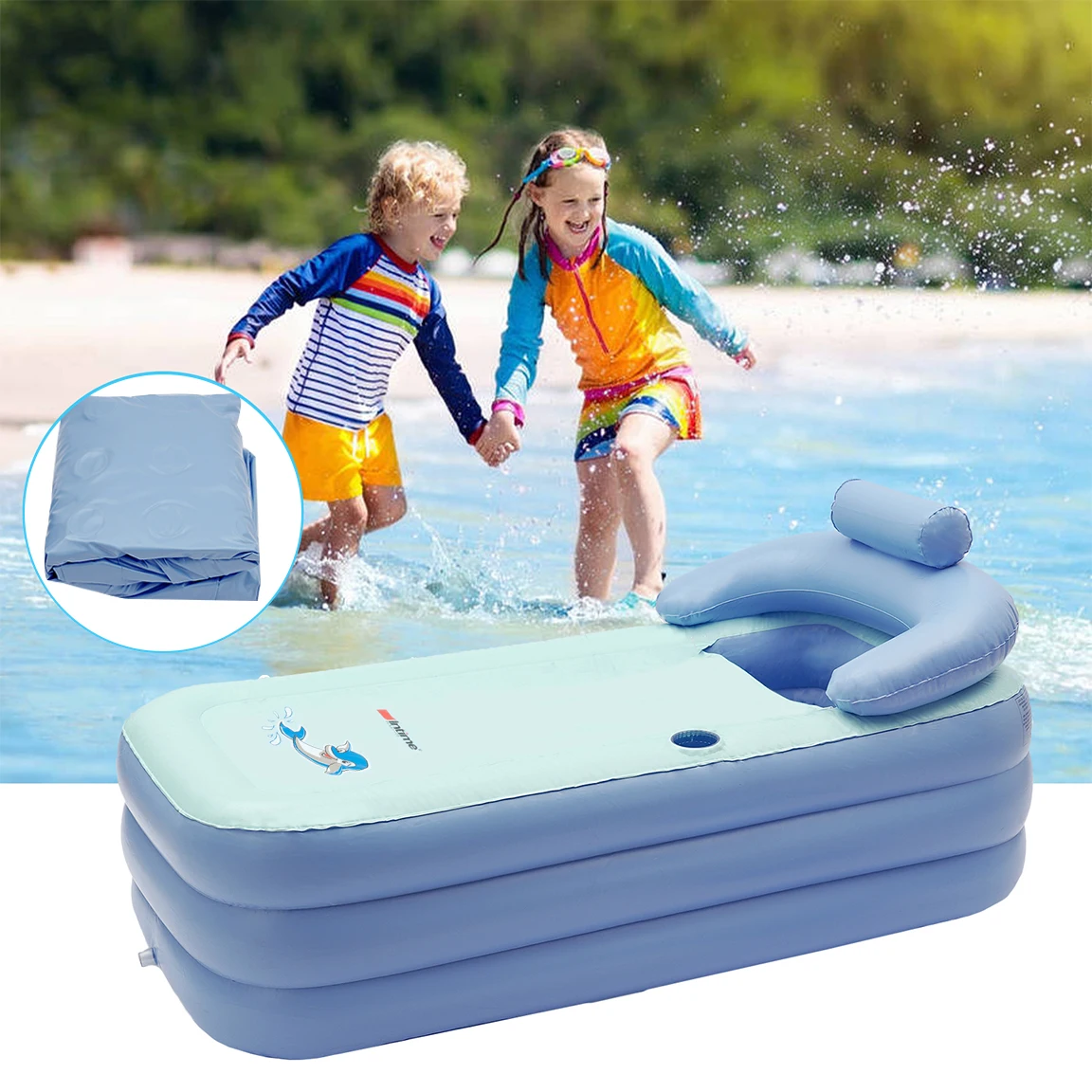 Foldable Inflatable Bathtub with Layered Airbags Portable Adult Bathtub Baby Swim Pool Travel Inflatable Bathtub Air Tub Pool