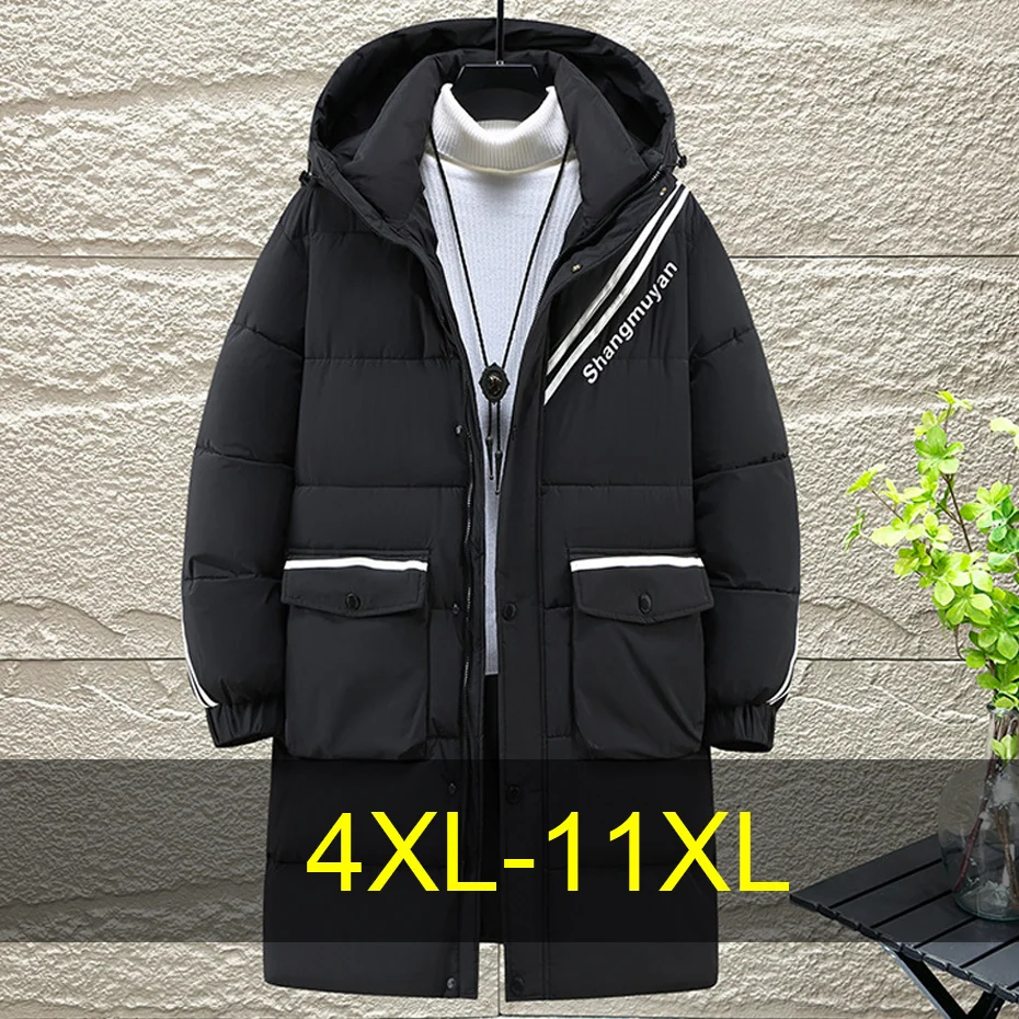 

Long Parkas Men Winter Thick Jacket Coat Cargo Parkas Plus Size 10XL 11XL Male Fashion Casual Black Parkas Male Big Size 11XL