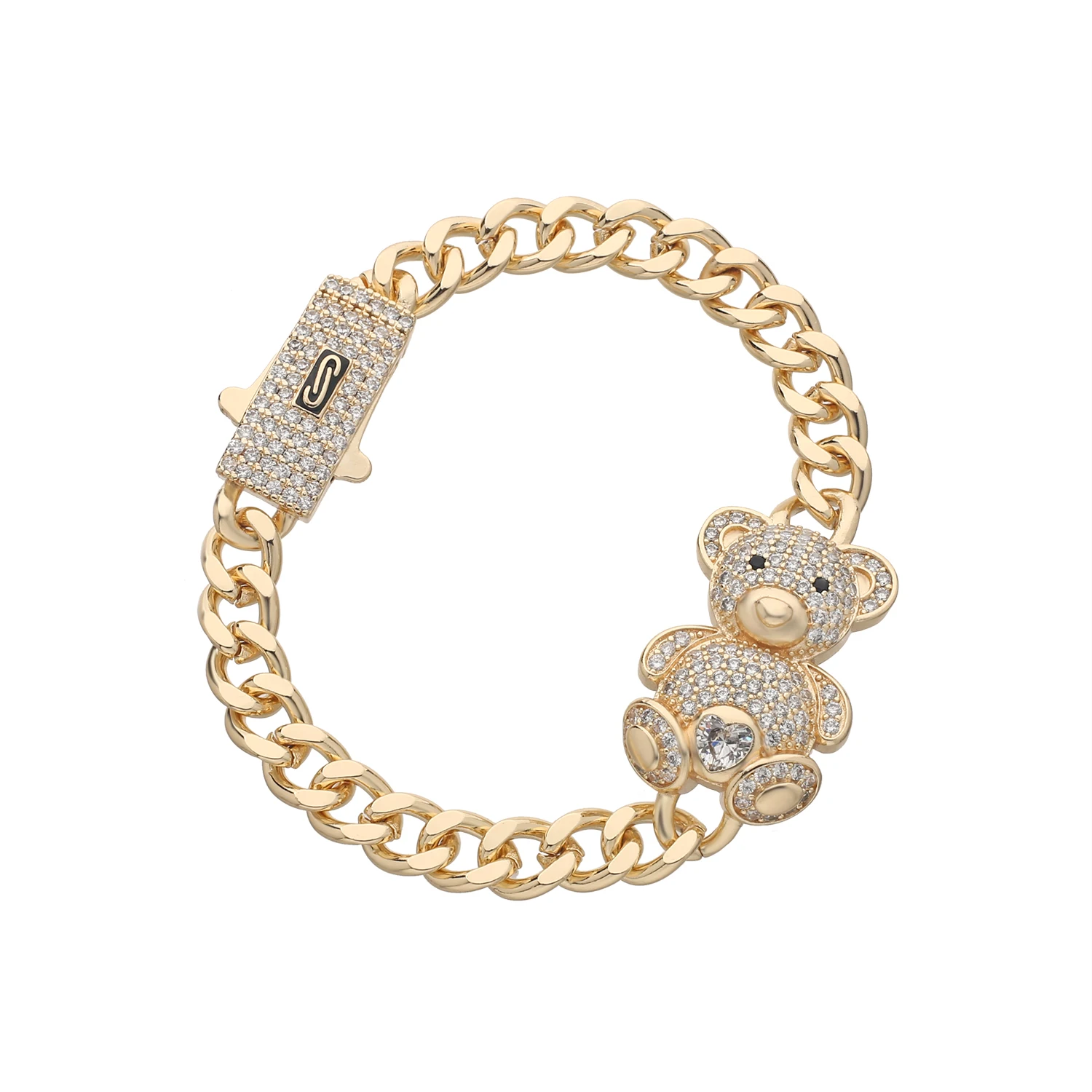 Original and Cute Teddy Bear Women\'s Bracelet CZ Crystal Animal Bracelet Engagement Party Gift Wholesale Daily Necessities