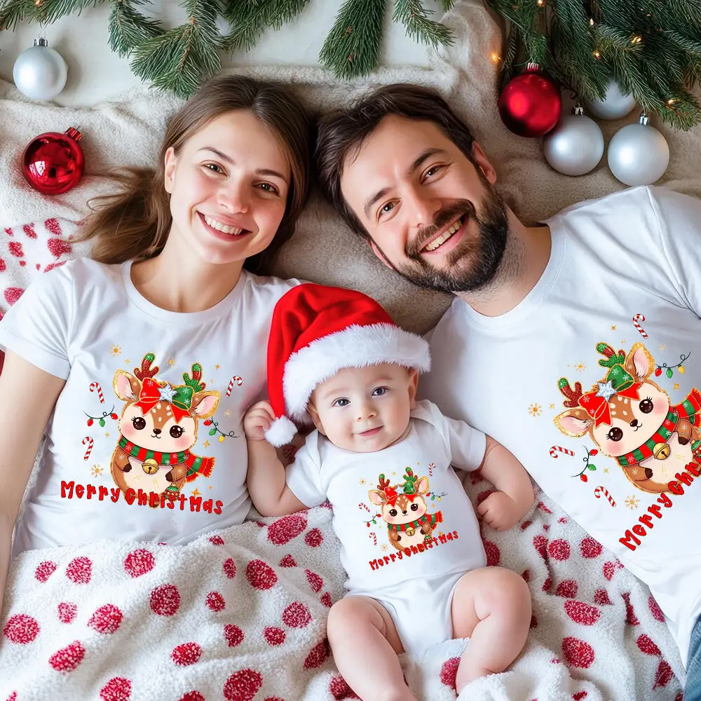 メリークリスマス家族お揃いシャツママパパキッズシャツベビーロンパースファミリーシャツクリスマスギフト2025クリスマスホリデー服