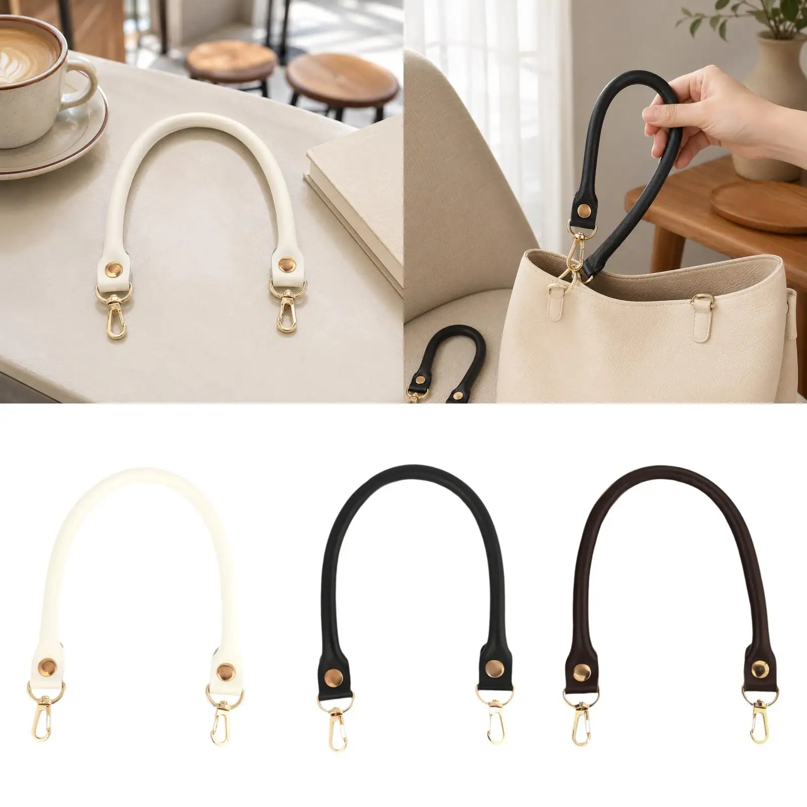 

Classic PU Leather Handbag Strap Short Handle for Women Tote Bag DIY Purse Making Shoulder Bag Supplies