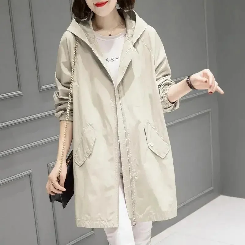 2025 Spring Autumn Women’s Jacket Long Coat Trench Korean Loose Fashion Windbreaker Female Jacket Casual Streetwear Outerwear