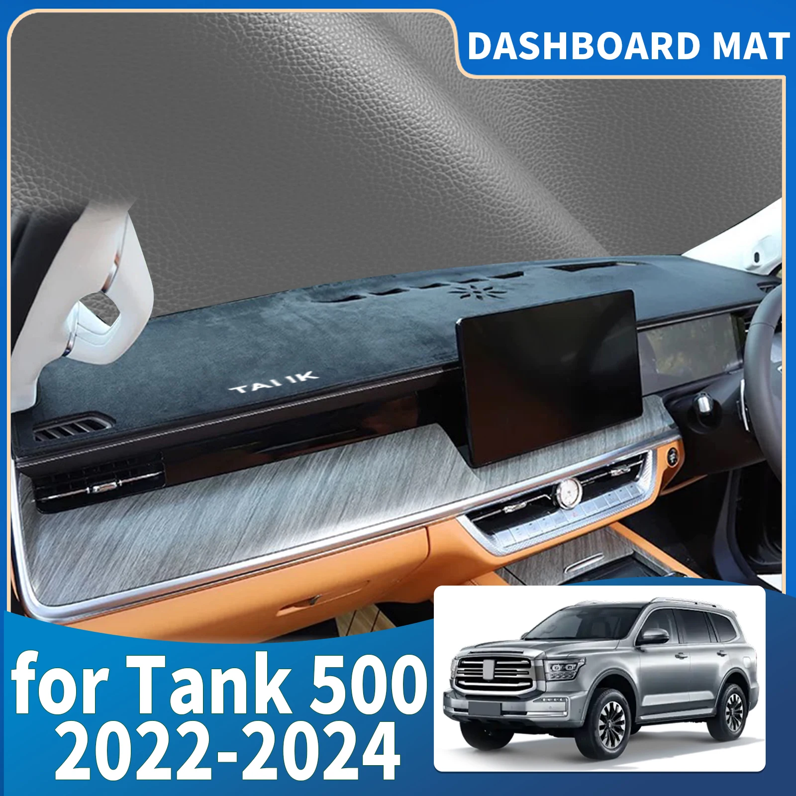 

fit for GWM Tank 500 2022 2023 2024 WIHTE LOGO Dashmat Dashboard Cover Pad Protective Carpet Car Accessories DashMat Sunshade