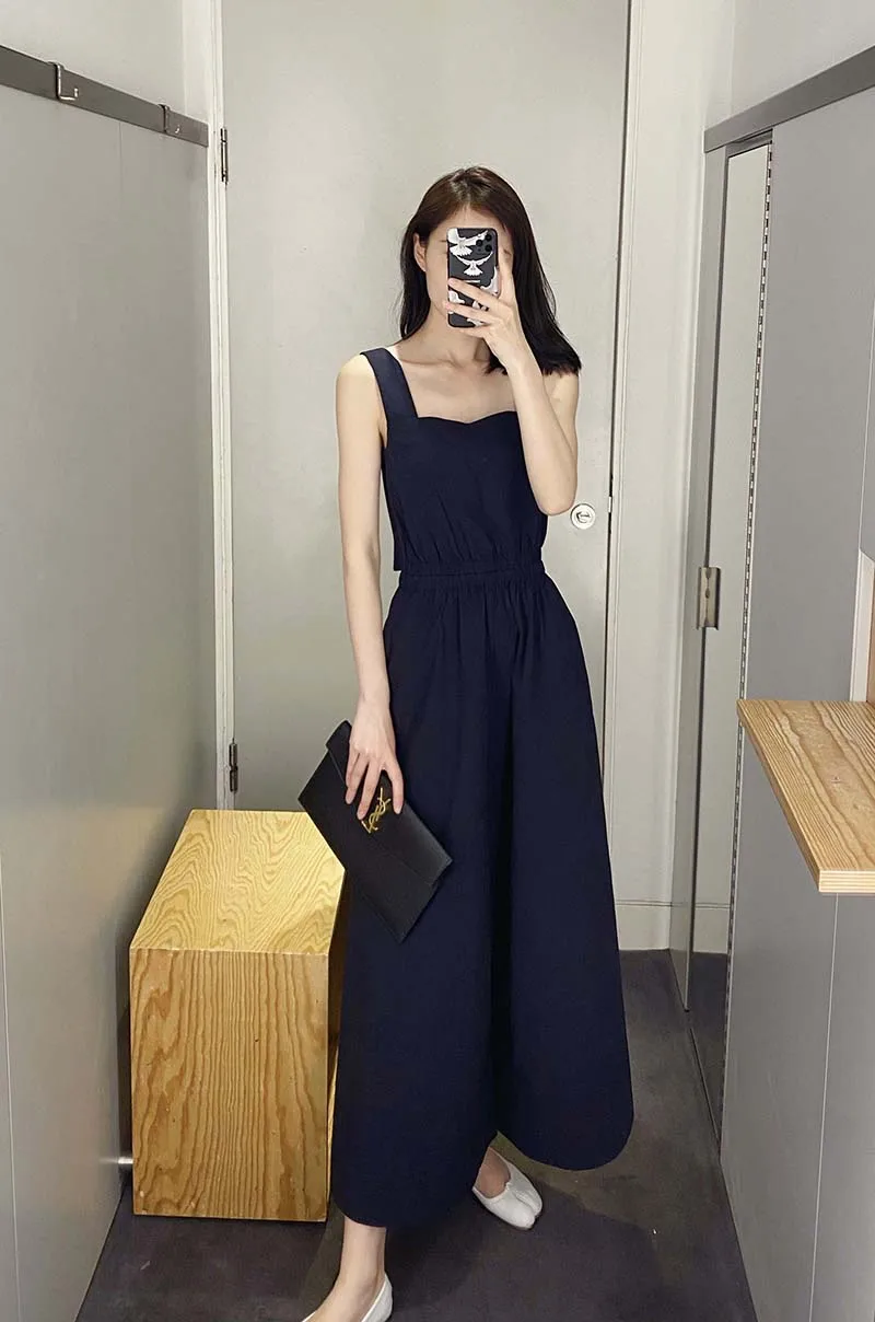 

Синие брюки-палаццо с завышенной талией и широкими штанинами из хлопка для женщин, повседневные, для офиса, в стиле матл-шелк