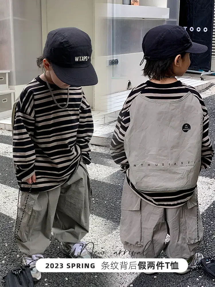 Boys Sets Sweatshirt Pants Two-piece Suits Children's Clothes Spring Autum Korean Fashion Round Neck Pullover Cargo Pants Suits