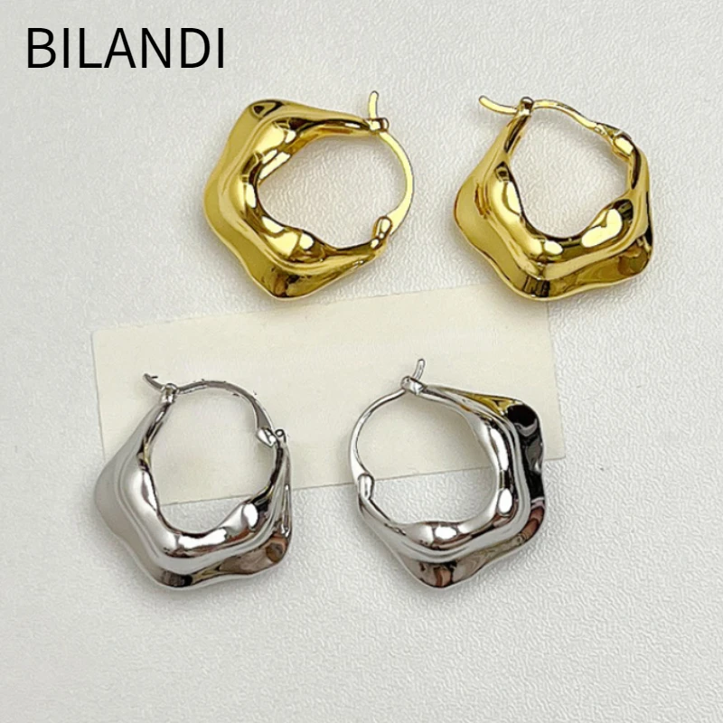 

Bilandi Modern Jewelry European and American Design Metal Irregular Hoop Earrings For Women Party Gifts Exaggerative Accessories