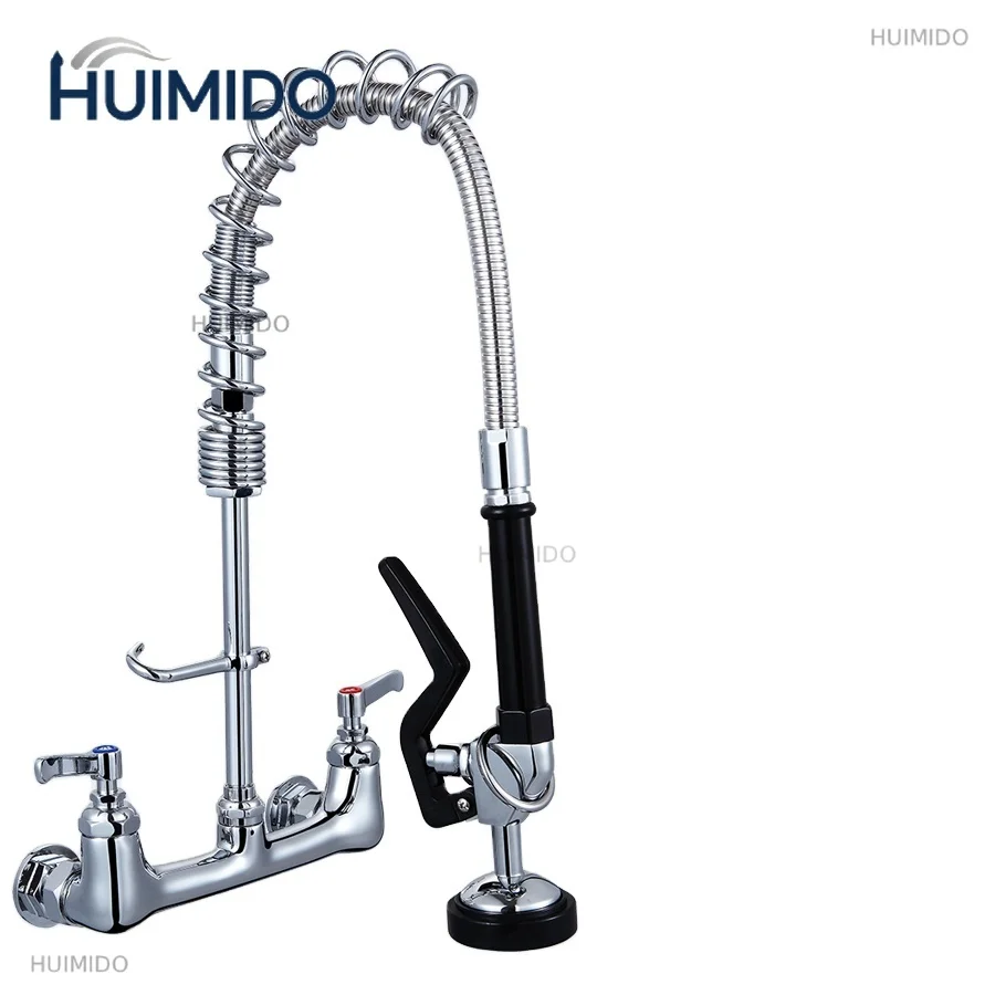 Wall-mounted pull-out pre-flush faucet, commercial kitchen sink mini pre-flush faucet with rotating nozzle