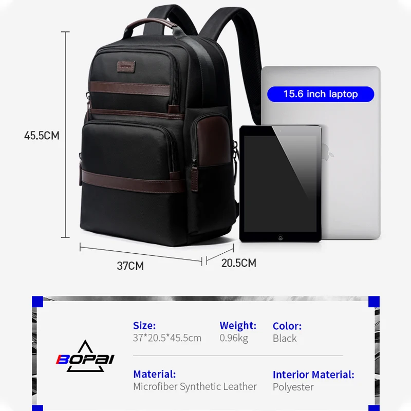 Imagem -06 - Bopai Mochila de Pano Oxford 156 Polegadas Negócios Masculino Multifuncional Laptop Bolsa de Carregamento Usb Grande Capacidade Designer Mochila de Viagem