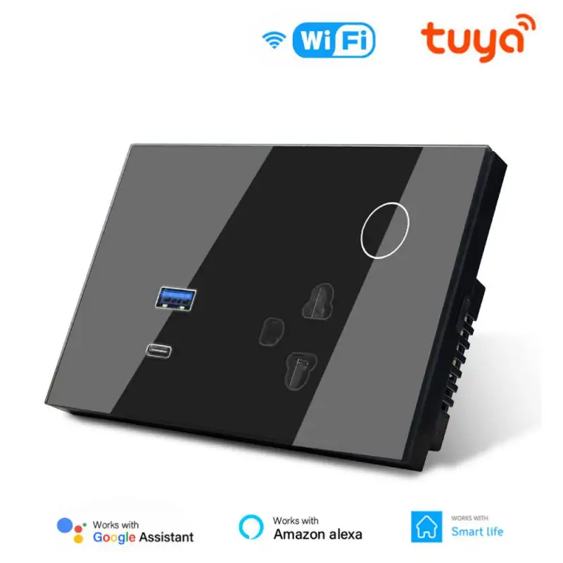 WIFI Tuya Smart Thailand Socket USB TYPE-C Plug Outlet Power Touch Vietnam Wall Socket Support Alexa Google Home Smart Life