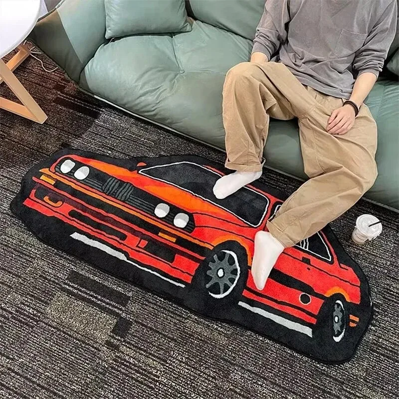 VIKAMA Cartoon Car Model Carpet - Anti-slip and Warmth Children's Bedroom Floor Mat - Living Room Carpet - Home Decoration