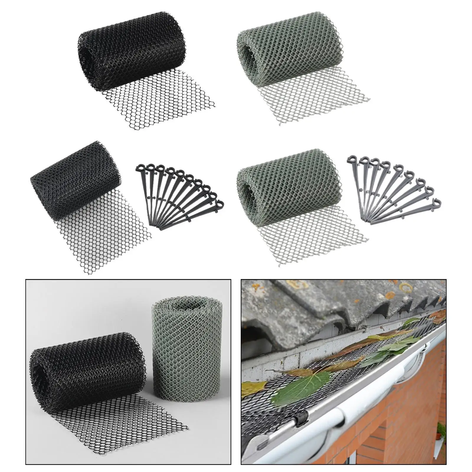 Leaf Guard Mesh Gutter Downspout Protectors Easy Installation Cleaning Tool