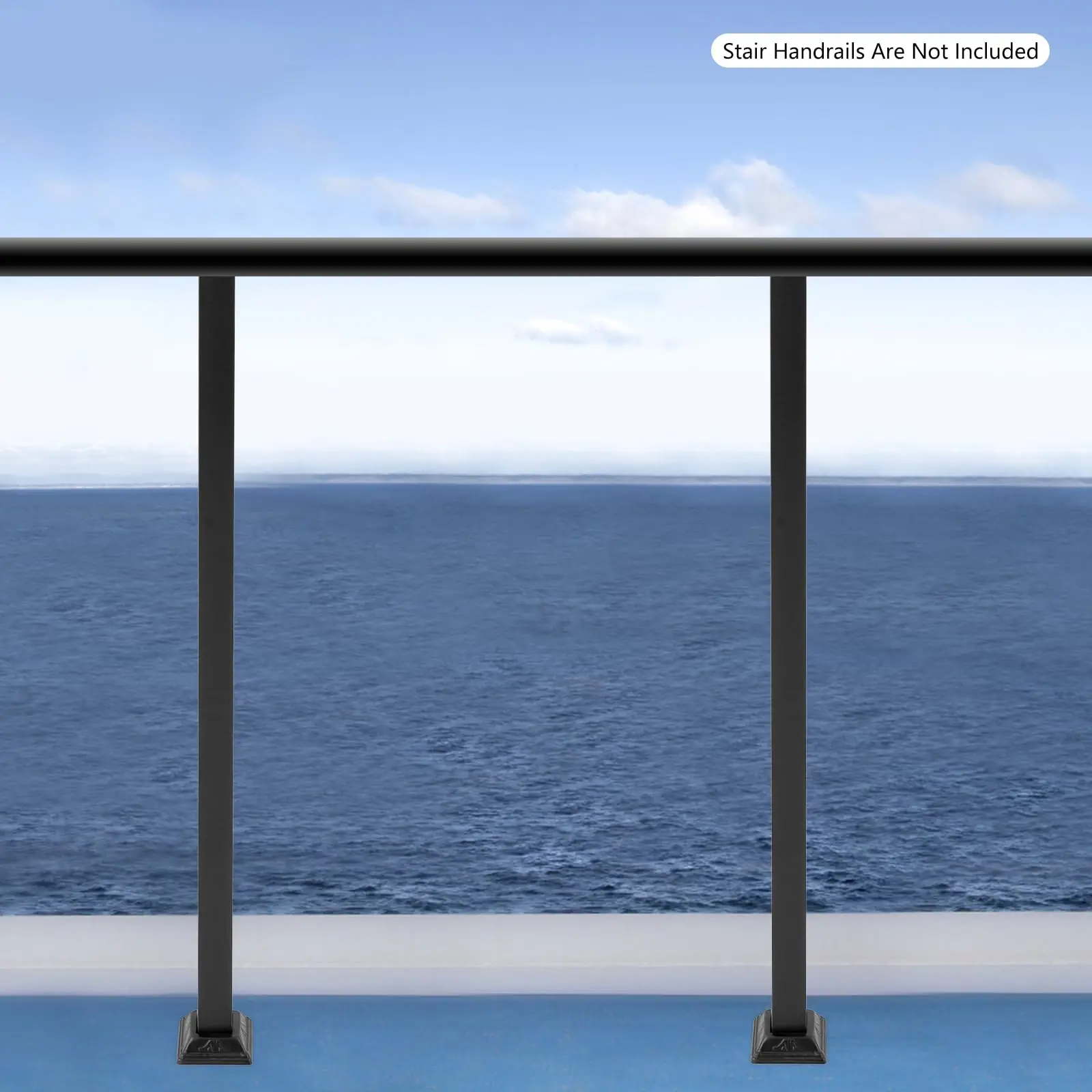 2Pcs Deck Railing Wrought Iron Handrail Post Kit, Stair Balusters Posts, Handrails for Outdoor Steps, Stair Handrail Railing for