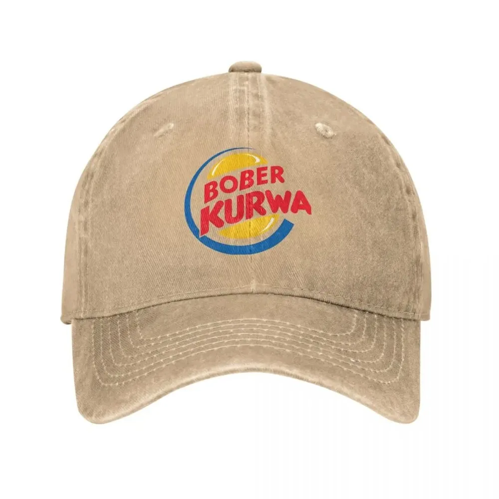 Gorra de béisbol Bober Kurwa Meme inspirada en Burger King, sombreros de mezclilla desgastados, actividades al aire libre Vintage, gorra de sol suave no estructurada