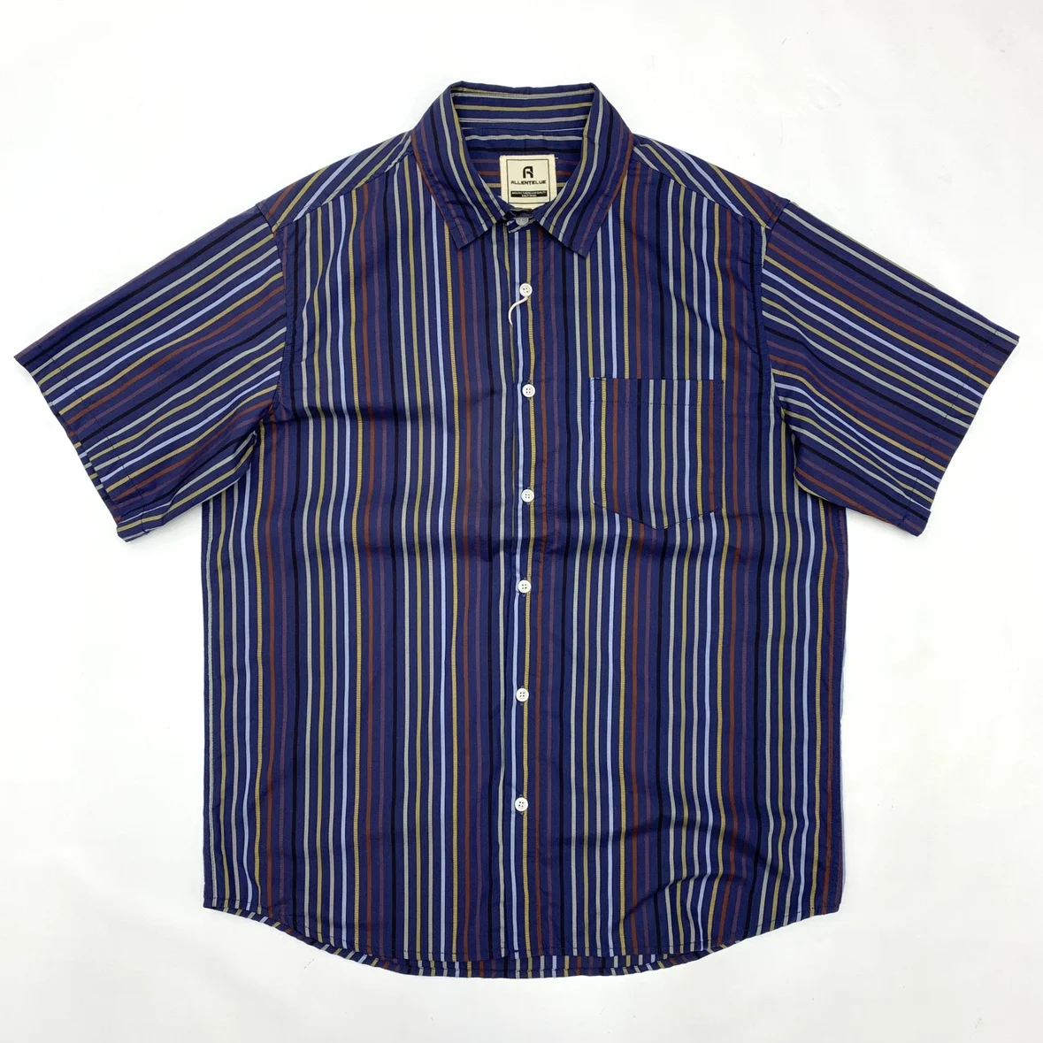 

American Vintage Men's Shirt 100% Cotton Yarn-Dyed Color Stripes Amekaji Style Youth Loose Fit Oversized Summer Half-Sleeve Tops