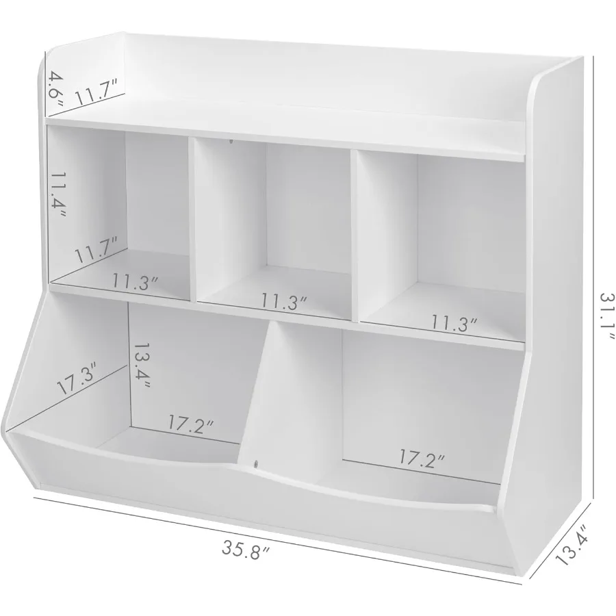 Toy Storage Organizer with Bookcase for Multi Shelf Cubby Storage Solution for Books Toys and Accessories in Playrooms or Bedro