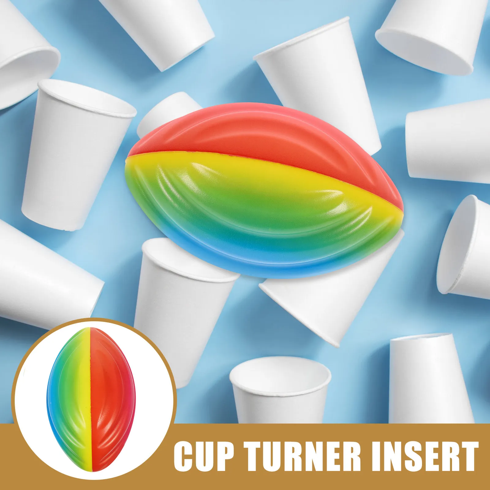 Cup Turner Sponge Flexible Colorful PU Material Easy Use Easy Store Suitable for Steel Glass Ceramic Tumblers Rugby Shape Insert