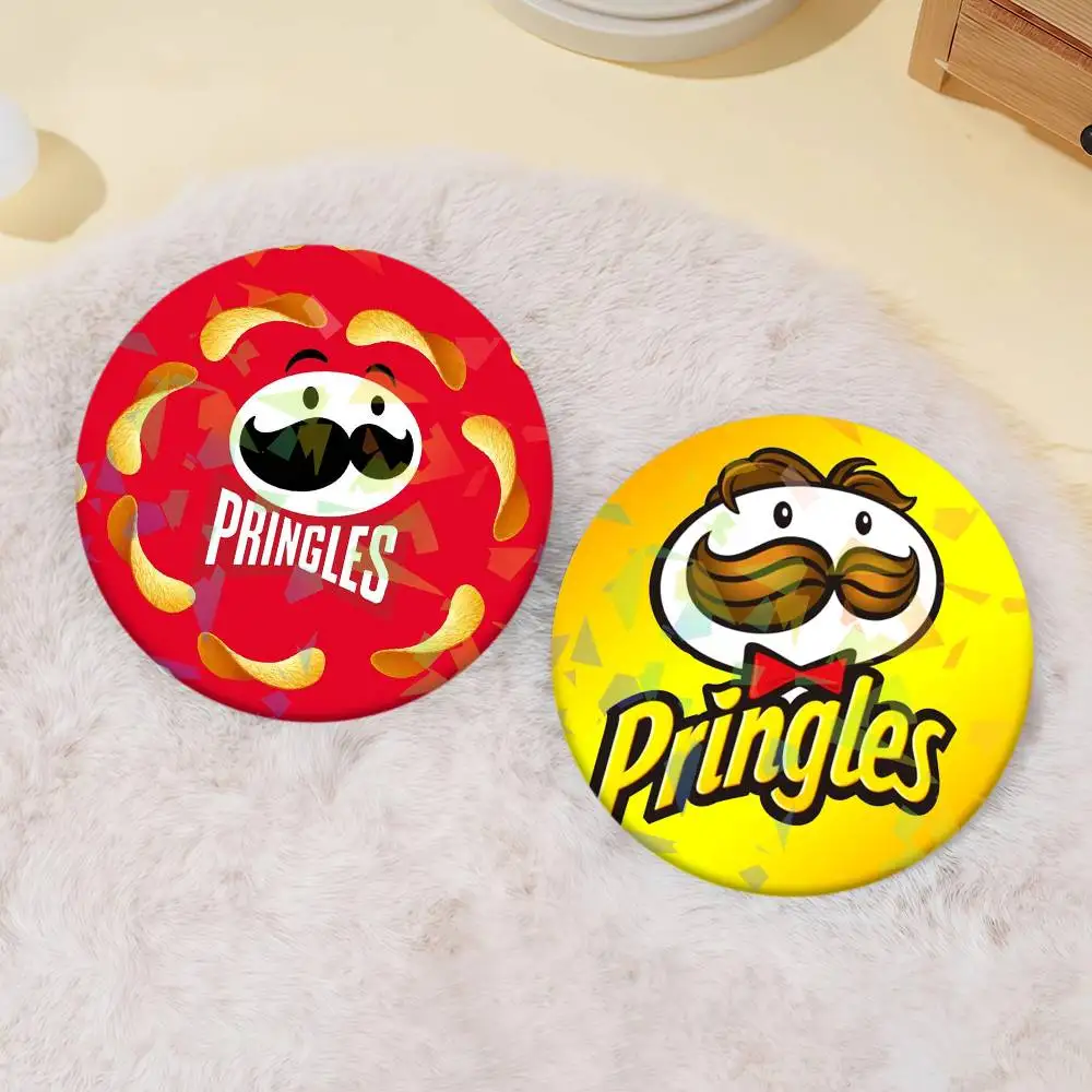 Fashion P-pringles potato chips Pins Lapel Birthday Brooch Gift Backpack Clothes Accessory Decoration Badge Set Glass Shine