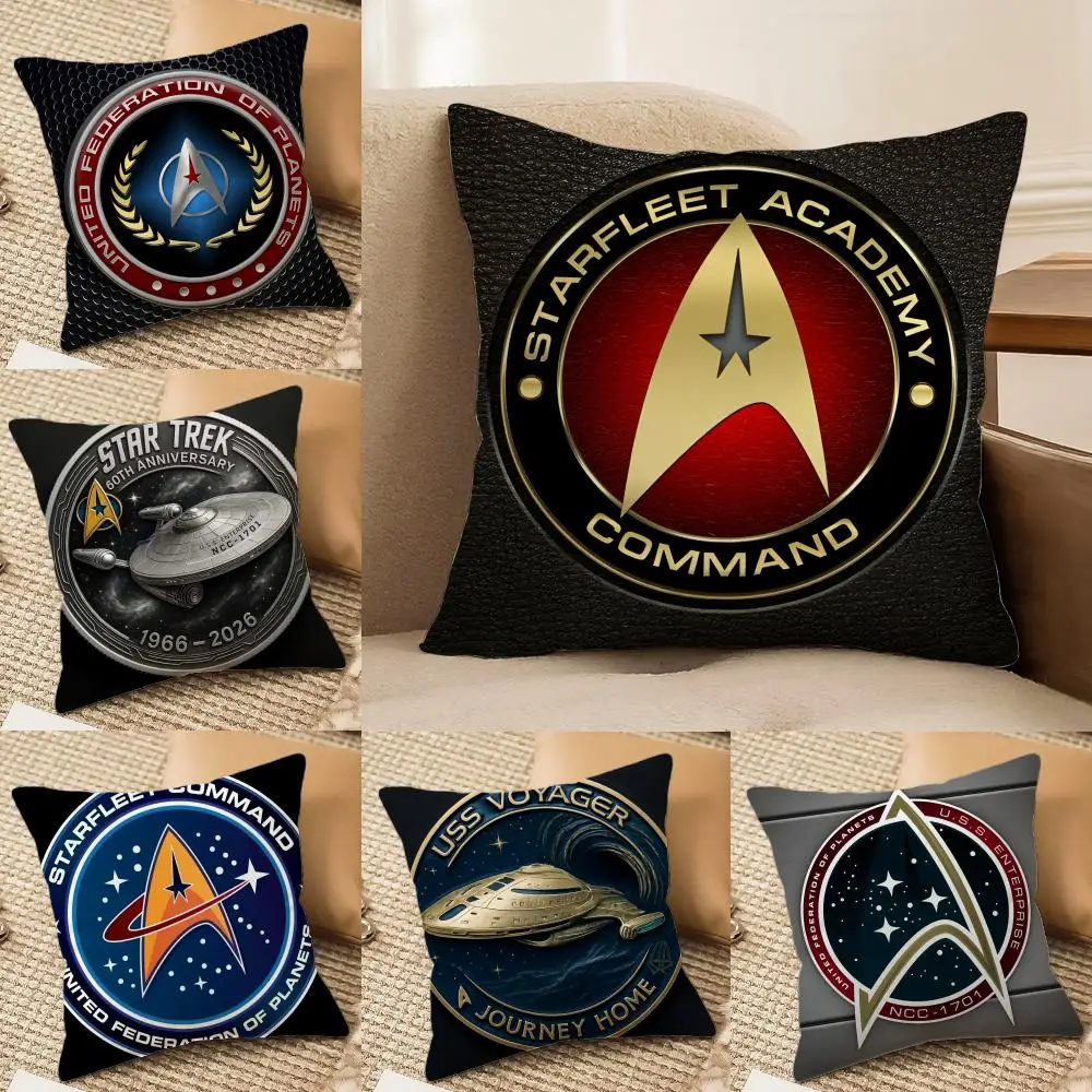 Star T-Trek Ship Movie Logo Kissenbezug, seidiger, kurzer Plüsch, unsichtbarer Reißverschluss, staubdicht, Sofakissenbezug für Heimdekoration