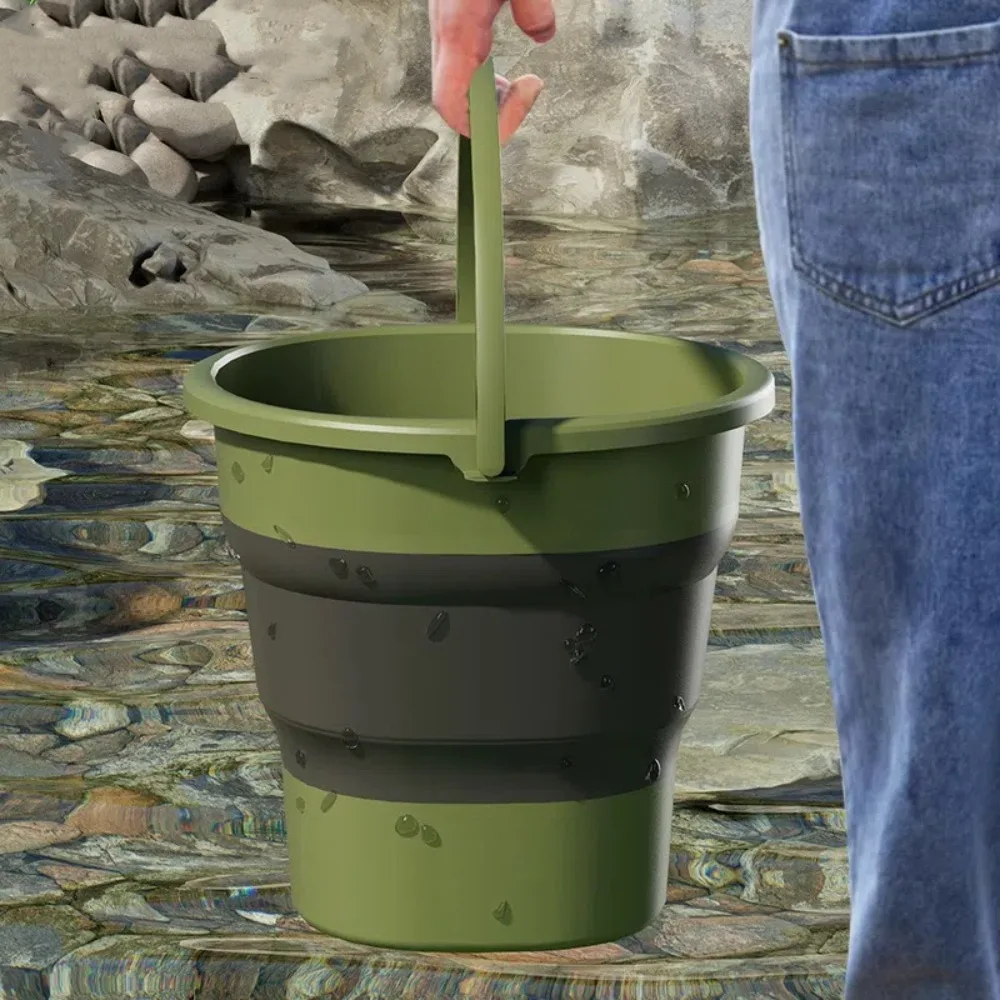 ถังพับพลาสติกหนาถังตกปลาพร้อมที่จับกันลื่นแบบพกพาถังความจุขนาดใหญ่ห้องน้ํา