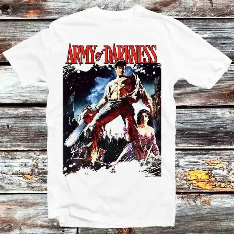 

Army Of Darkness T Shirt Evil Dead Movie Film Cult 90s T Shirt Vintage Retro Gift Mens Womens Unisex Cartoon Anime Top Tee B1197