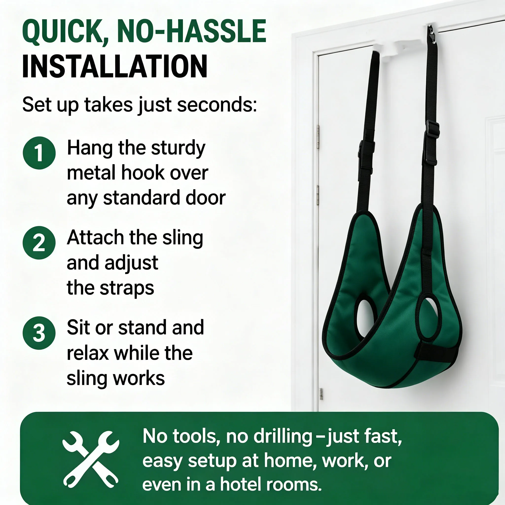Ergonomic Door Hanging Neck Traction Device Cervical Decompression Sling for Neck Pain Relief with Adjustable Straps for Adult