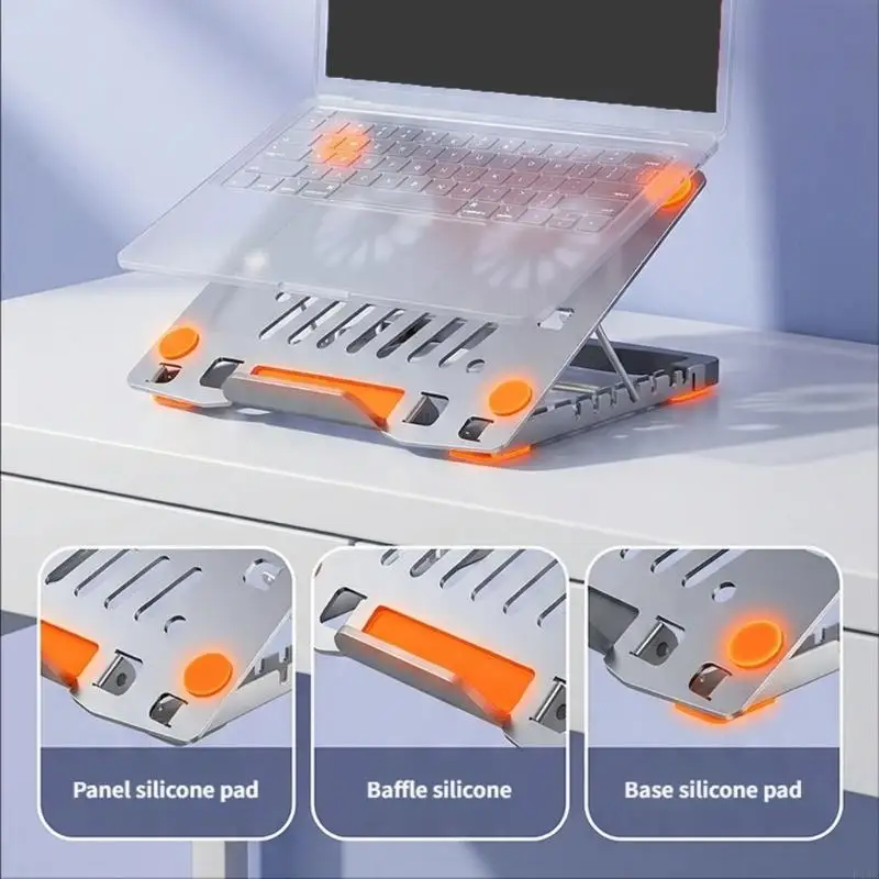 Laptop Cooling Stand For Devices And Tablets 6 Adjustable Heights Alloy Brackets With Nonslip Silicone Pad F19E