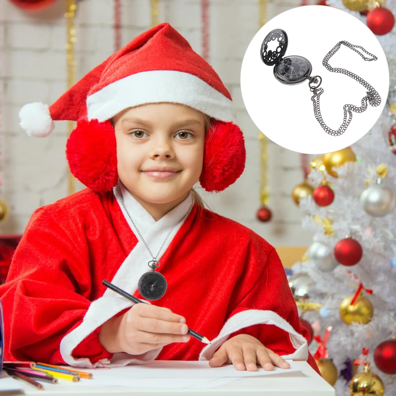 

Chain Pocket Watch Necklace Retro Hollow Gear Digital Dial Timepiece Lightweight Portable for Holiday Gift Idea