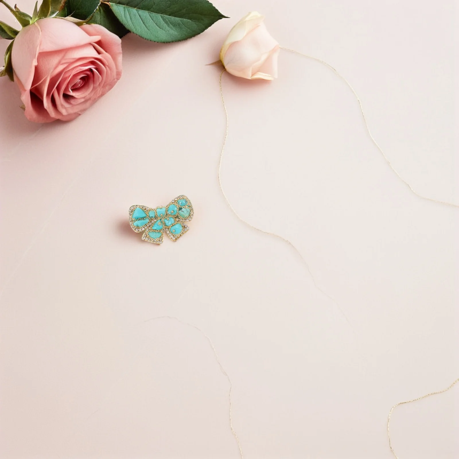 

Stylish Turquoise Brooch Pin Fastening Delicate Bow Design for Clothing Decorative Fashion Jewelry Sweater Coat
