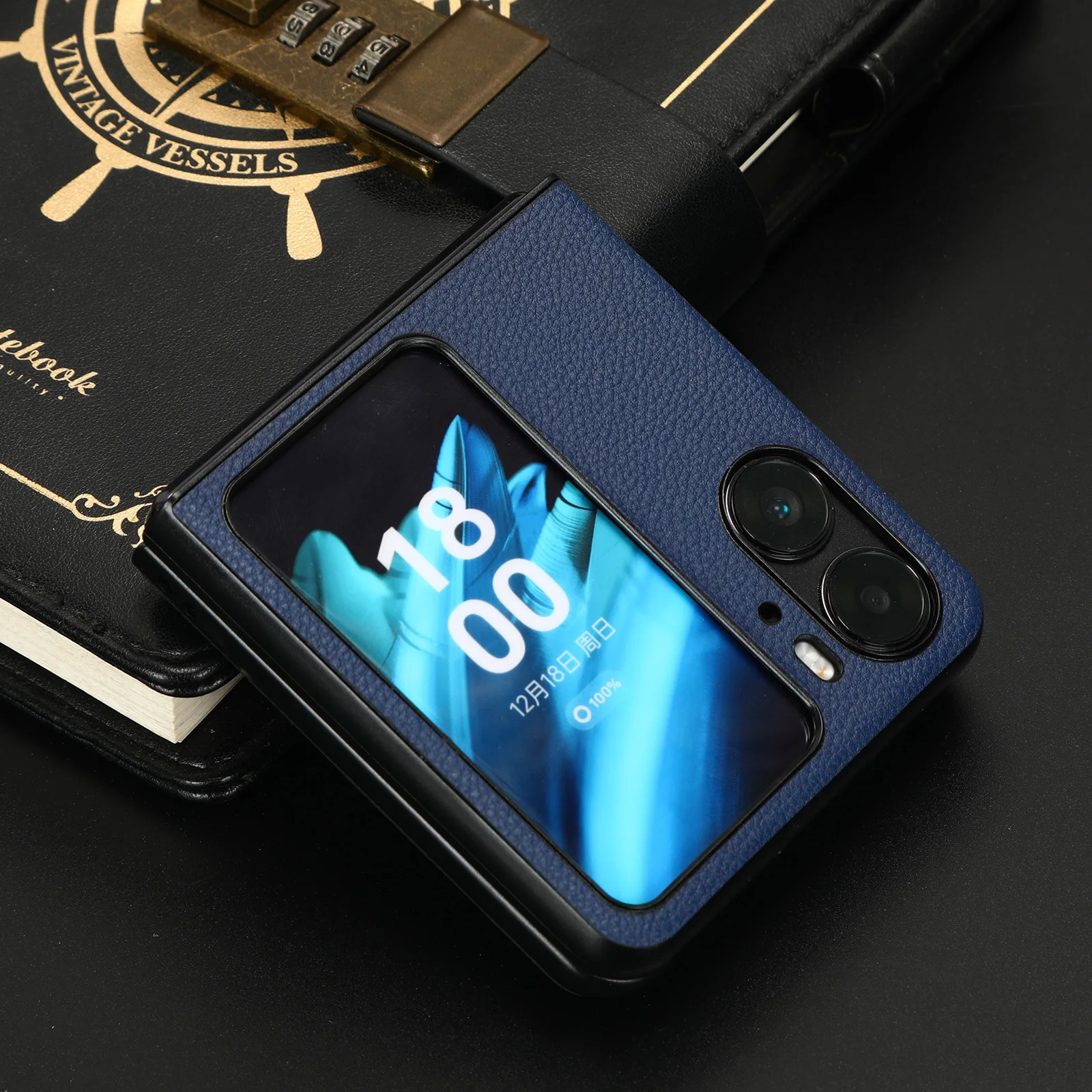 Luxury PU Leathe Clemence Shockproof Back Cover For Oppo Find N2 Flip Case 6.8 inch Ultra-thin Hard Back Protective Phone Case