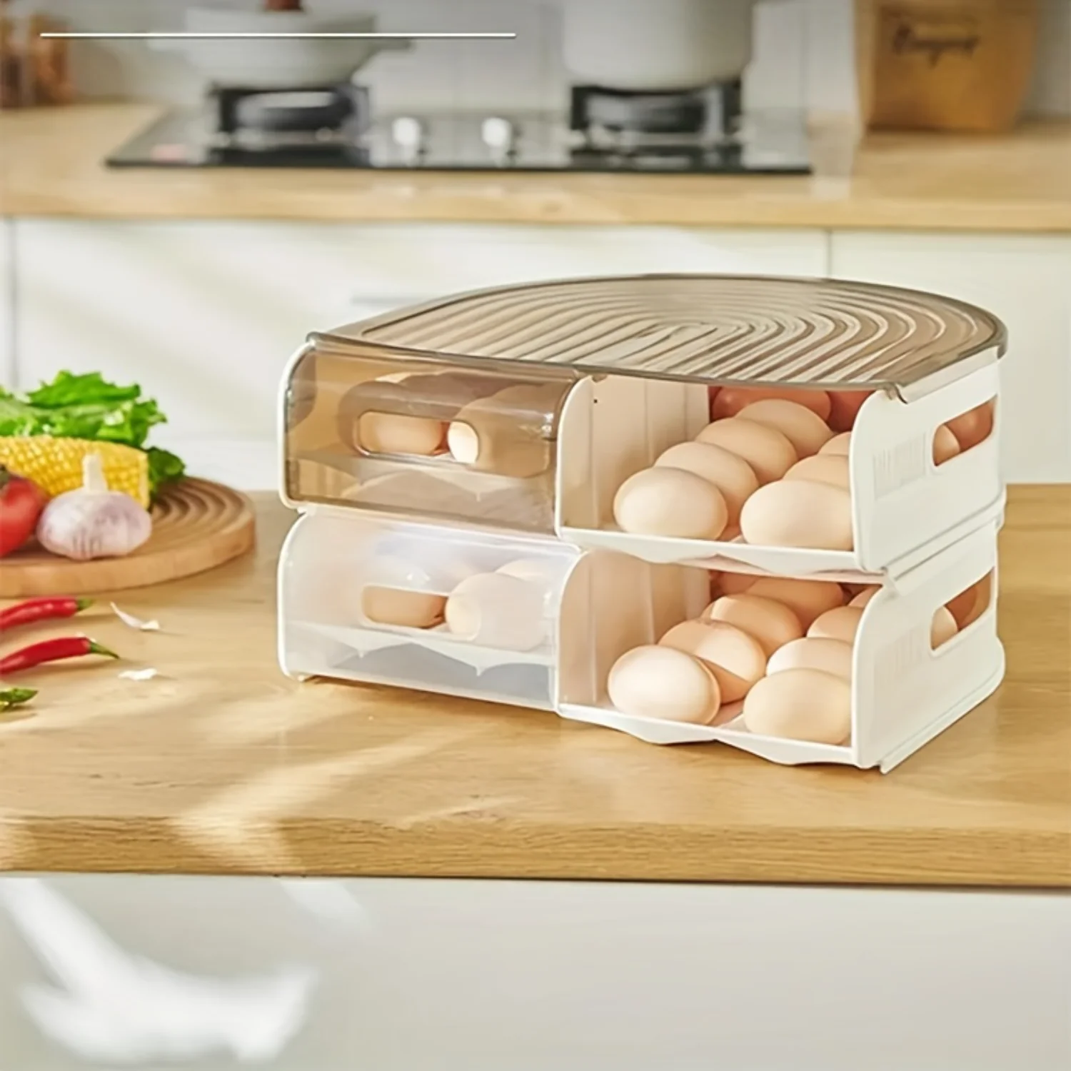 

Egg Basket with Lid, Leak Proof Egg Carton for Fridge/Cabinet/Counter - Kitchen Organizers & Accessories