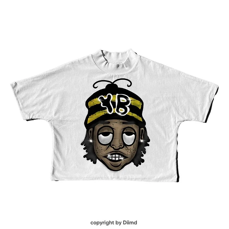 

2025 Harajuku Hip Hop streetwear top Men Y2k Goth fashion oversized T-shirt Winter new cartoon letter print design loose shirt